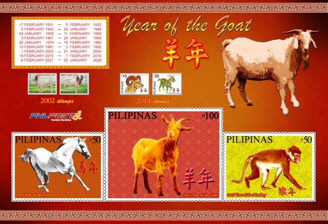 Year of the Goat souvenir sheet by Philippine Postal Corp.