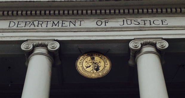 The Department of Justice facade. STORY: DOJ indicts foreigner for trafficking POGO workers