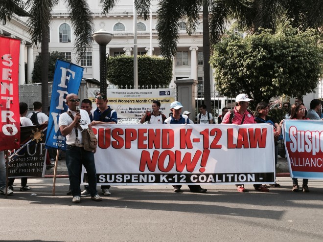 Various groups against K-12 staged a picket outside the SC 