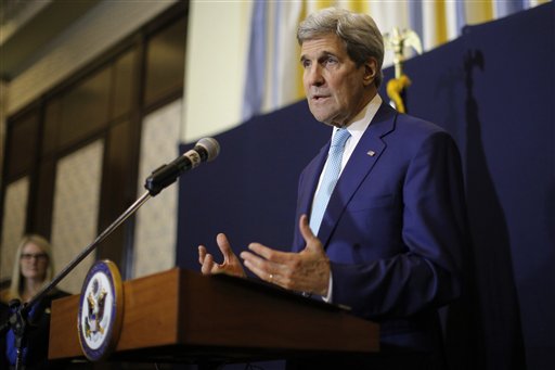 US Secretary of State John Kerry speaks at a news conference in Sharm el-Sheikh, Egypt, Saturday, March 14, 2015. Kerry said he's returning to nuclear negotiations with Iran with "important gaps" standing in the way of a deal. He spoke Saturday in the Egyptian resort, where he attended an economic conference. AP 