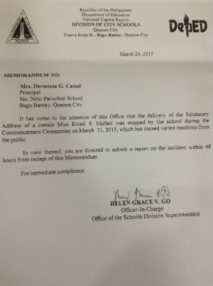 Memo from deped