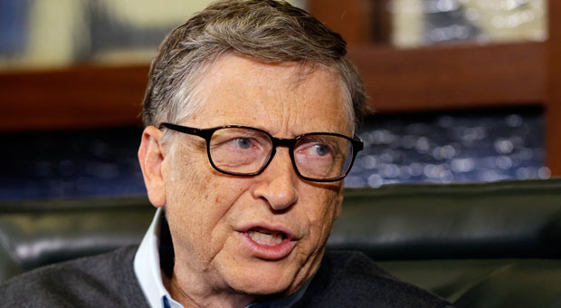 In this May 5, 2014, file photo, Microsoft co-founder and Berkshire Hathaway board member Bill Gates speaks during an interview with Liz Claman on the Fox Business Network in Omaha, Nebraska. Forbes on Monday, March 2, 2015, said that Gates's net worth rose to $79.2 billion in 2015 from $76 billion last year. That put him at the top of the magazine's list of the world's billionaires for the second consecutive year.  AP PHOTO/NATI HARNIK