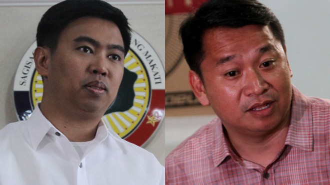 Makati Mayor Jejomar Erwin “Junjun” Binay Jr. (left) and Vice Mayor Romulo “Kid” Peña Jr. INQUIRER PHOTOS / RICHARD A. REYES