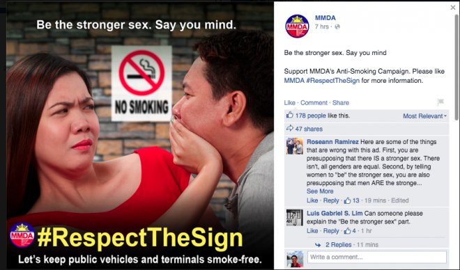 The allegedly "sexist" MMDA ad which was slammed by netizens. 
