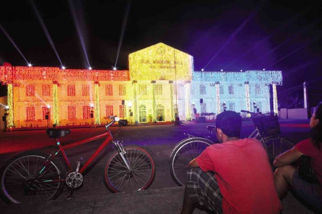 THE TOWN hall of Sual in Pangasinan province is all aglow during a dry run of the “dancing lights” show, a highlight of the town fiesta that starts today.WILLIE LOMIBAO/INQUIRER NORTHERN LUZON