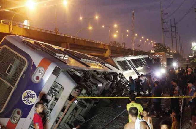 THE DERAILMENT of two cars of a southbound train last week prompts the PNR to halt operations starting May 5 to give way to the inspection of the entire length of its operational railroad tracks, which spans 60 kilometers. MARIANNE BERMUDEZ