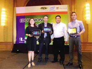 PARTNERS for education transformation: Felta’s Mylene Abiva, Intel’s Sanjiv Sharma, Carlo Subido and Microsoft’s David Tapang