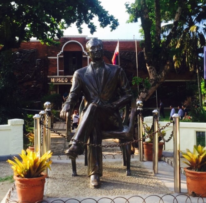 Manuel Quezon's sitting statue in his birthplace in Baler