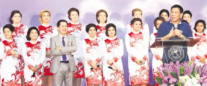 DUTERTE with members of the religious organization headed by Pastor Apollo Quiboloy in Hong Kong. Contributed Photo 