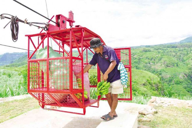 A FARMER in Salvador Benedicto town in Negros Occidental province loads his produce in a carriage of a tramline that was built in the town through a government program to ease the transport of agricultural produce from the remotest areas of the country to markets. RICHARD MALIHAN/CONTRIBUTOR