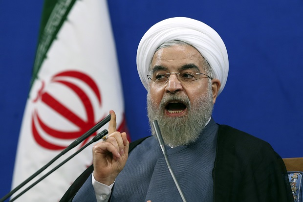 Iranian President Hassan Rouhani speaks during a press conference on the second anniversary of his election, in Tehran, Iran, Saturday, June 13, 2015. Rouhani said a final nuclear deal is "within reach" as Iran and world powers face a June 30 deadline for an agreement. Rouhani said Iran will allow inspections of its nuclear facilities but vowed that the Islamic republic won't allow its state "secrets" to be jeopardized under the cover of international inspections. (AP Photo/Ebrahim Noroozi)