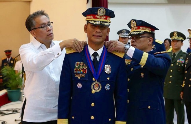 Newly-installed PNP chief Director General Ricardo Marquez during the donning of rank ceremony at Camp Crame on Thursday. President Benigno Aquino III appointed Marquez seven months after the PNP was led by interim leader, officer in charge Deputy Director General Leonardo Espina. PNP PIO. 