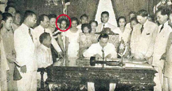 WHEN President Elpidio Quirino signed in Malacañang on June 15, 1950, the law creating Cagayan de Oro City, Ma. Clara Canoy (encircled) was already there. CONTRIBUTED PHOTO