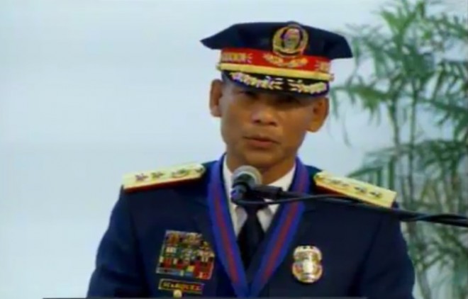 Police Director Ricardo Marquez delivers his inaugural address as new PNP chief. SCREENGRAB FROM RTV MALACAñANG'S YOUTUBE CHANNEL