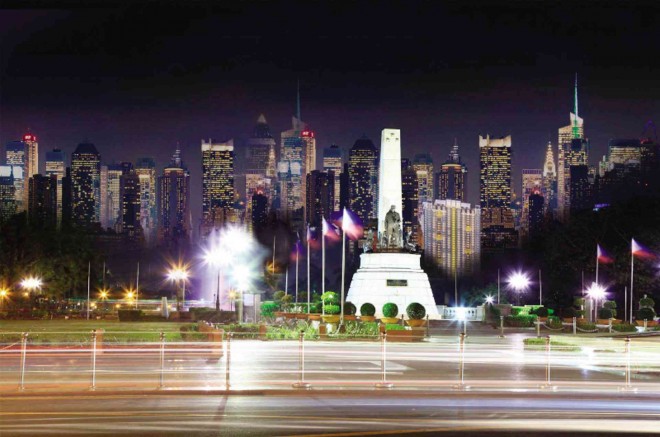 START SPREADING THE VIEW  The Rizal Monument gets a Manhattan-skyline backdrop in this artist’s perspective recently released by property developer DMCI to defend its 49-story Torre de Manila that conservationists fiercely criticize as ruinous to the “visual corridor” of the heritage monument. They find the image “unrealistic, impractical and deceptive.”  CONTRIBUTED PHOTO