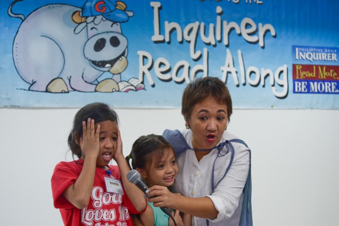 20150829 INQUIRER READ-ALONG / Dyali Justo reads Marvino's League of Superheroes  for the Inquirer Read-Along held at the Multipurpose Room of Philippine Daily Inquirer Office, Chino Roces, Makati City. INQUIRER PHOTO / ELOISA LOPEZ