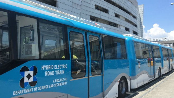 The prototype of the Hybrid Electric Road Train developed by local scientists and engineers of the Department of Science and Technology (DOST). Photo by Nestor Corrales/INQUIRER.net