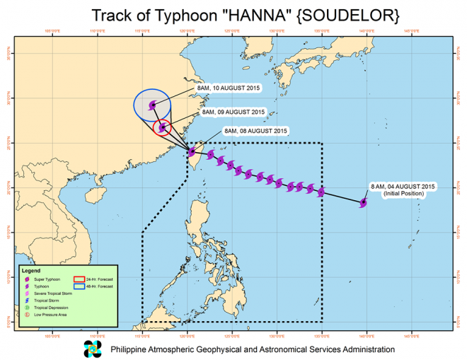 The track of Typhoon 'Hanna' (Soudelor). PHOTO FROM PAGASA
