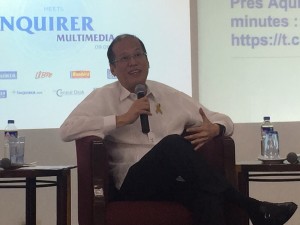 President Benigno Aquino III speakd with reporters and editors during the Meet the Inquirer multimedia forum in Makati City on Tuesday