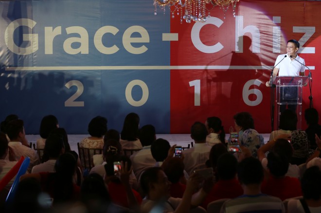 ESCUDERO / SEPTEMBER 17, 2015 Senator Francis “Chiz” Escudero formally announces his bid for vice presidential candidate to Presidential aspirant Senator Grace Poe, for the 2016 elections during a gathering of friends and supporters held at the historic Club Filipino in Greenhills, San Juan, September 17, 2015. INQUIRER PHOTO / NINO JESUS ORBETA