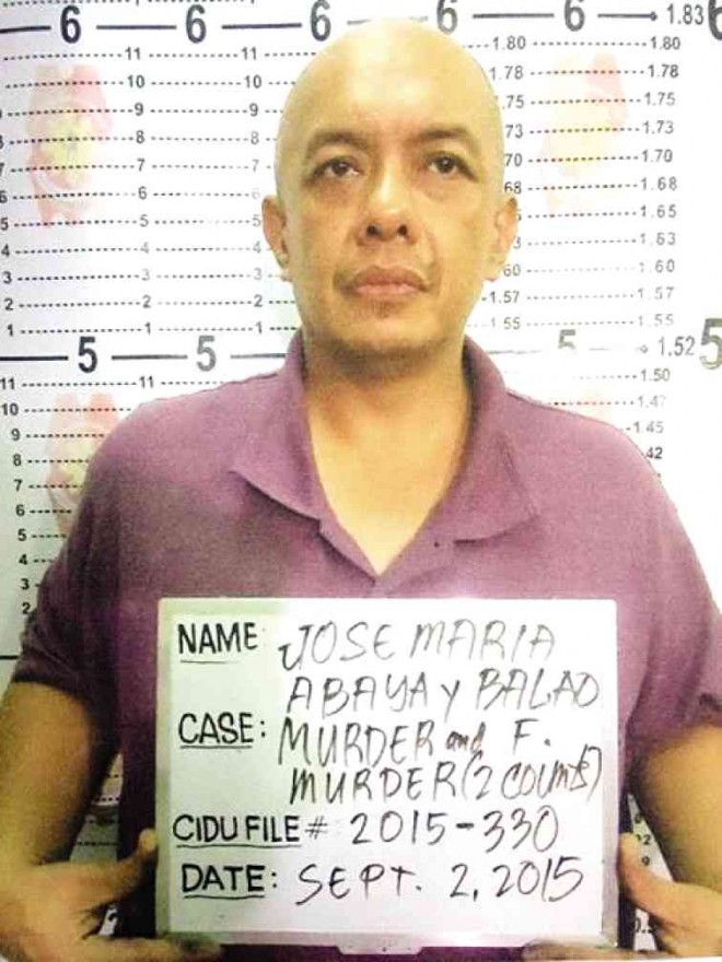 ABAYA: Charged with two counts of murder which is nonbailable  QCPD photo