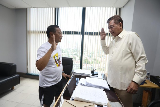 Vice President Jejomar Binay on Thursday filed libel cases against former Makati City Vice Mayor Ernesto Mercado and Sen. Antonio Trillanes IV in the Makati Regional Trial Court. 