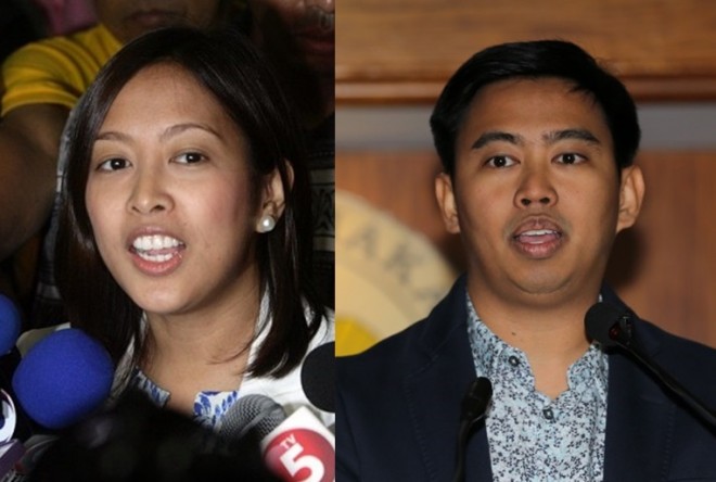 Makati City Rep. Marilen Abigail Binay and suspended Mayor Jejomar Erwin "Junjun" Binay. INQUIRER FILE PHOTO