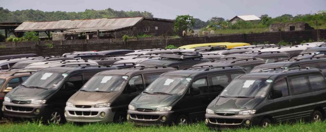 USED Hyundai Starex vans from South Korea slowly deteriorate as they are exposed to the elements at the car lot of the Cagayan Special Economic Zone and Freeport in Barangay Casambalangan in Santa Ana, Cagayan. 