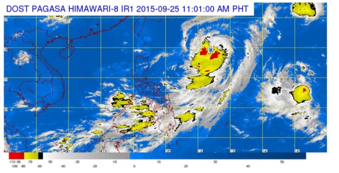 This satellite image from Pagasa shows the current location of severe tropical storm Jenny. 