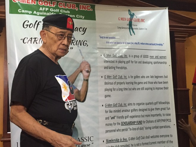 Former president Fidel Ramos launches a series of golf tournaments in Camp Aguinaldo on Thursday, to raise funds for the orphans of SAF 44 and other servicemen who died in battle. FRANCES MANGOSING