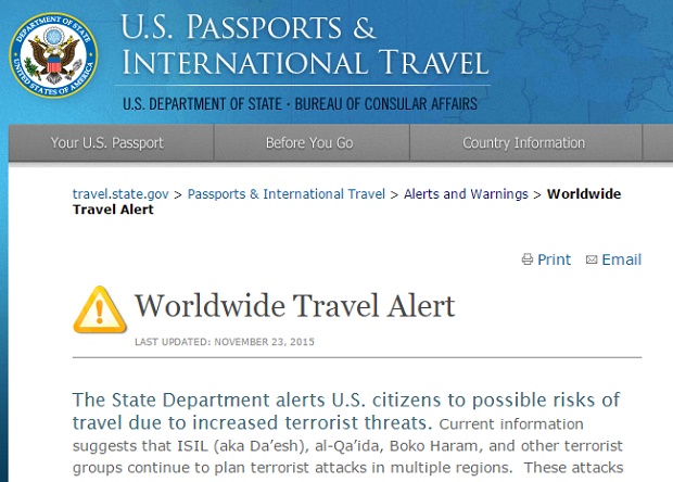 US Global Travel Warning