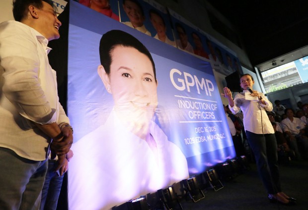 GRACE POE  / DECEMBER 16, 2015 Presidential candidate Senator Grace Poe attends the oathtaking of officers of the Grace Poe Movement for President (GPMP) and inauguration of the GPMP headquarters at 1025 EDSA, Munoz, Quezon City on Wednesday, December 16, 2015. INQUIRER PHOTO / GRIG C. MONTEGRANDE