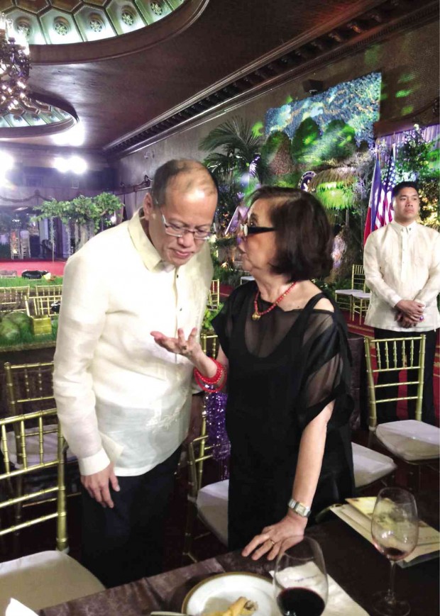 MAGSANOC talks shop with President Aquino after the Palace state dinner for visiting French President Francois Hollande in February 2015.