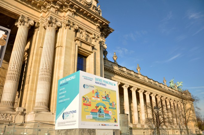 The Grand Palais in Paris, France is venue for Solutions21, an initiative by French business and civil society groups aimed at encouraging the public to save the planet from climate change.