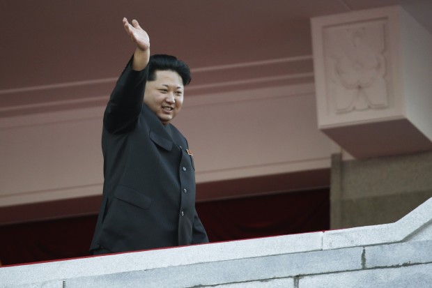 North Korean leader Kim Jong Un waves at a parade in Pyongyang, North Korea, Saturday, Oct. 10, 2015.  Kim declared that his country was ready to stand up to any threat posed by the United States as he spoke at the lavish military parade to mark the 70th anniversary of the North's ruling party and trumpet his third-generation leadership. AP