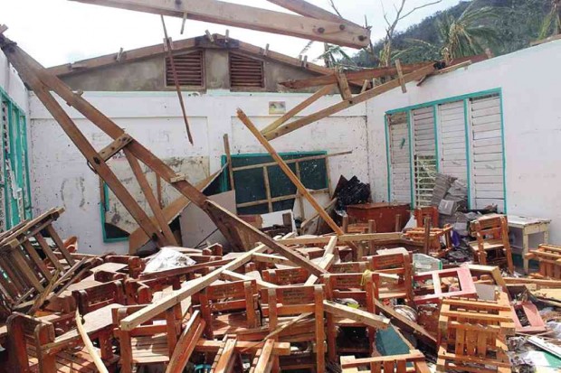 DESTRUCTION When Typhoon “Nona” stormed through Ticao Island in Masbate province last week, this classroom in Barangay MacArthur, Monreal town on the island was only one of many other buildings that were destroyed. PHOTO COURTESY OF THE PHILIPPINE NATIONAL RED CROSS