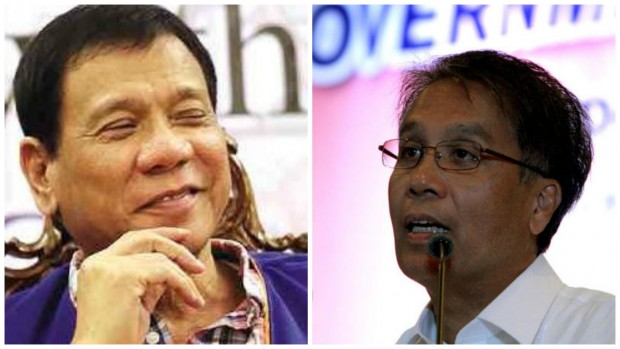 Presidential aspirants Davao City Mayor Rodrigo Duterte and Mar Roxas. FILE PHOTOS