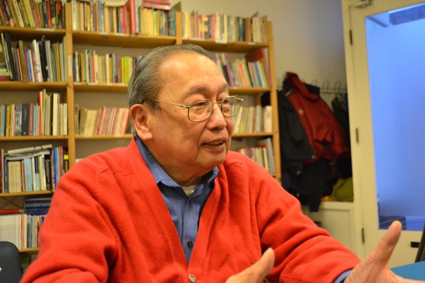  National Democratic Front (NDF) chief political consultant Jose Maria Sison talks to Philippine media at the NDF office in Utrecht. Photo by Kristine Angeli Sabillo/INQUIRER.net 
