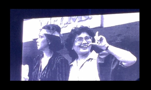 Fast friends and co-founders Letty JImenez Magsanoc and Eggie Duran Apostol at a Laban rally. PHOTO BY Mandy Navasero 