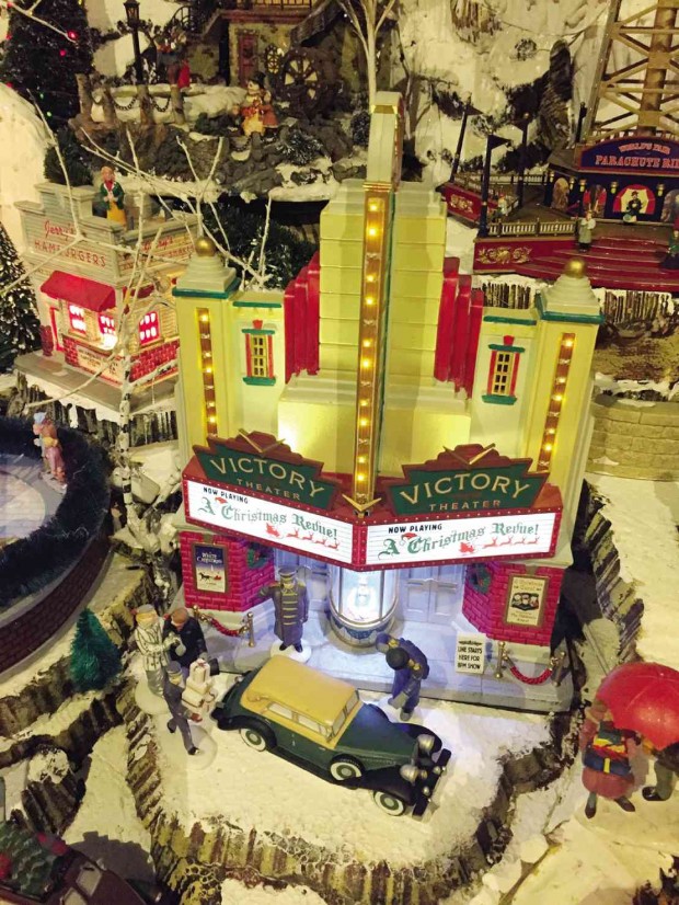 Scenes from Tonogbanua’s Christmas Village include a theater (topmost) with its pathway covered in snow