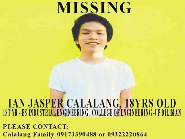 Ian Jasper Calalang, an 18-year-old freshman at University of the Philippines Dilman, has returned home, according to a report.