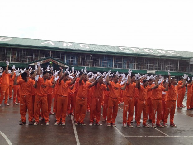 Even the rain didn't stop the famous Cebu dancing inmates to perform before Papal legate Charles Maung Cardinal Bo on Tuesday afternoon. Nestor Corrales/INQUIRER.net