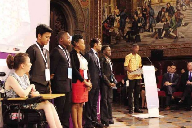 WITH fellow Peace Prize winners in Barcelona in November