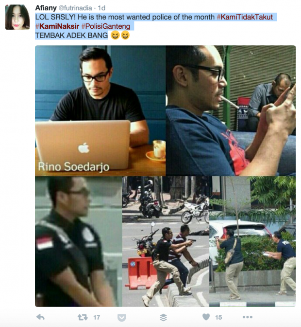 Indonesia's cute cop. SOCIAL MEDIA SCREENGRAB