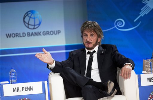 FILE - In this Oct. 8, 2015 file photo, Sean Penn speaks during a forum with young entrepreneurs during the IMF and World Bank annual meeting in Lima, Peru. Late Saturday, Jan. 9, 2016, Rolling Stone magazine published an interview that Guzman apparently gave to Penn in his hideout in Mexico months before his recapture. In the article and interview, Penn describes the complicated measures he took to meet the legendary drug lord. (AP Photo/Rodrigo Abd, File)