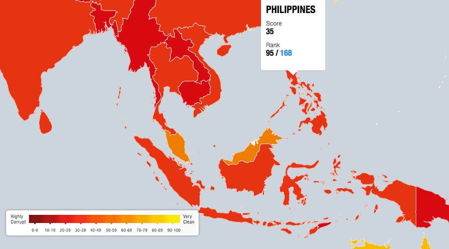 Transparency International 2015 Corruption Perception Index Ranking Philippines Southeast Asian Region ASEAN
