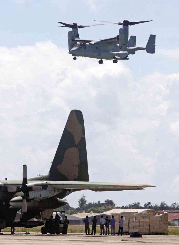 US aircraft used the former Mactan Air Base to bring aid to victims of Supertyphoon “Yolanda” in Eastern Visayas. The same base may be used for military purposes by the US armed forces. TONEE DESPOJO/CEBU DAILY NEWS