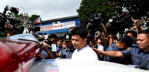 Former Iglesia ni Cristo Minister Lowell Menorca is already under police custody at the Police Station 5 in Quirino Grandstand in Manila due to a standing warrant of arrest for libel. INQUIRER PHOTO / RICHARD A. REYES