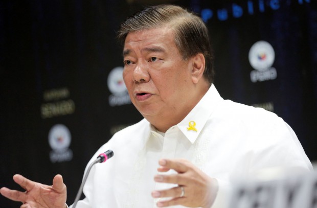 SENATE PRESIDENT FRANKLIN DRILON / FEBRUARY 4, 2016 Senate President Franklin Drilon answers questions from members of the media during a forum at the Senate on Thursday, February 4, 2016. INQUIRER PHOTO / GRIG C. MONTEGRANDE
