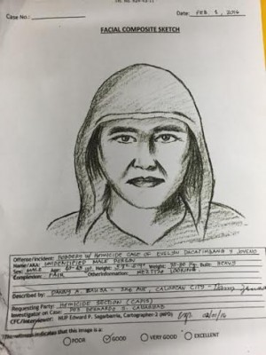 The Manila Police District has released this sketch of the gunman who shot, killed and robbed private firm finance officer Evelyn Dacatimbang in Quiapo, on Feb. 1, 2016. (Photo courtesy of the MPD)